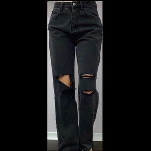 High-Waisted Ripped Baggy Jeans